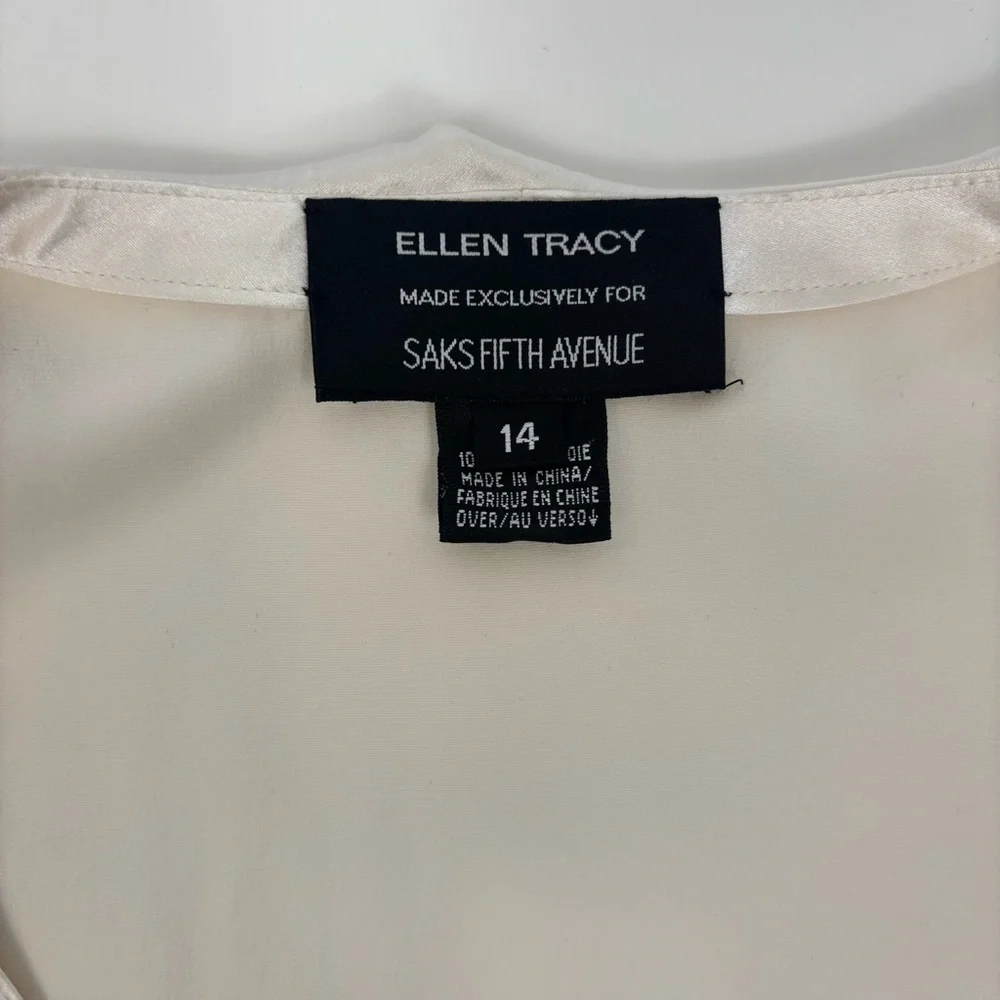 Cream Silk Ruffle Ellen Tracy Blouse - Picture 7 of 11